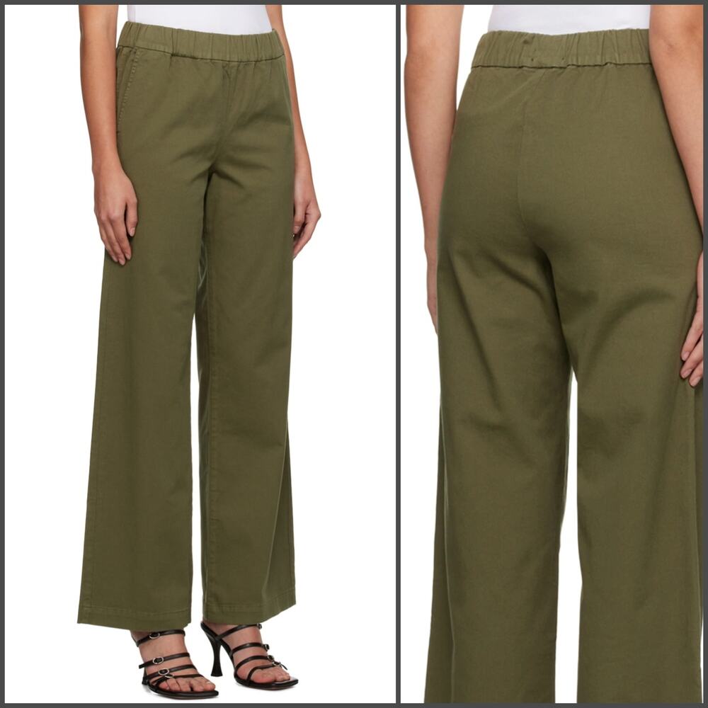 ANINE BING Women's High Rise Khaki Koa Trousers Wide Leg size Medium